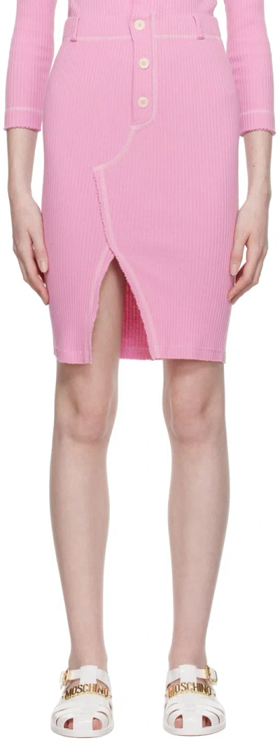 Moschino Jeans Pink Vented Midi Skirt In J1221 Fantasy Pink