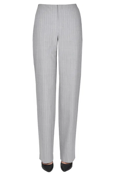 Moschino Jeans Pintriped Trousers In Gray