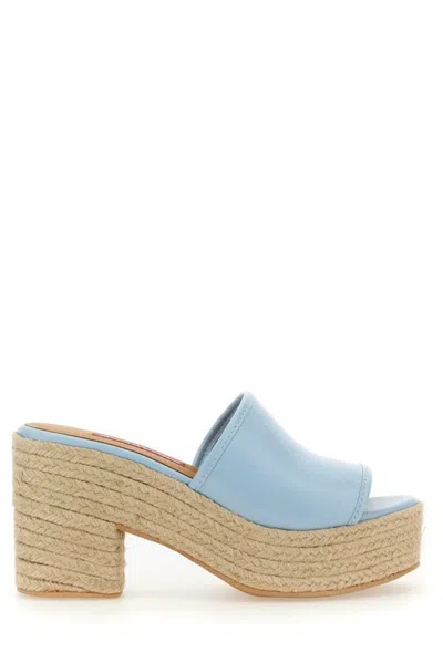 Moschino Jeans Platform Mules In Blue