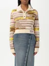 Moschino Cropped Multicolor Cotton And Nylon Pullover In Multi