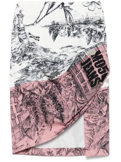 Moschino Jeans Graphic Printed Midi Skirt In Multi