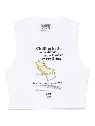 Moschino Jeans Printed Cropped Top In White