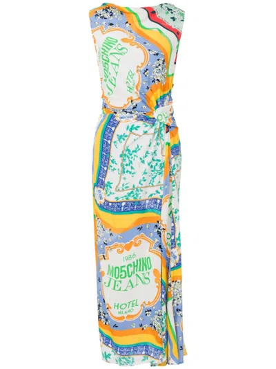 Moschino Printed Midi Dress In White