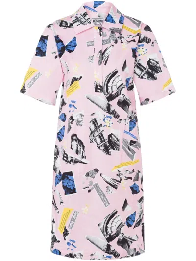 Moschino Jeans Printed Mini Dress In Pink