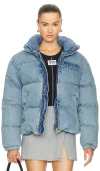 Moschino Jeans Cotton Puffer Jacket In Blue