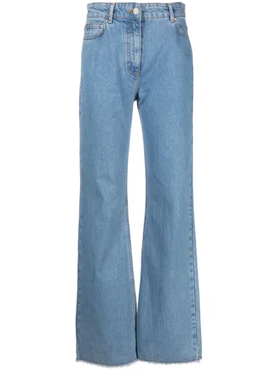 Moschino Raw-cut Mid-rise Flared Jeans In Blue