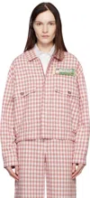 Moschino Jeans Red Viscose-linen Check Jacket In 1073 Multi Rust