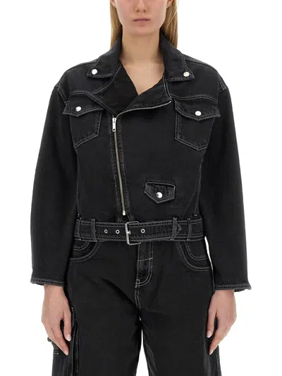 Moschino Jeans Regular Fit Denim Jacket In Black
