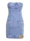 Moschino Reverso Denim Dress In Azul