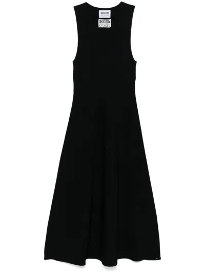 Moschino Jeans Ribbed-knit Midi Dress In Black