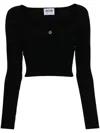 Moschino Ribbed Crop Top In Black