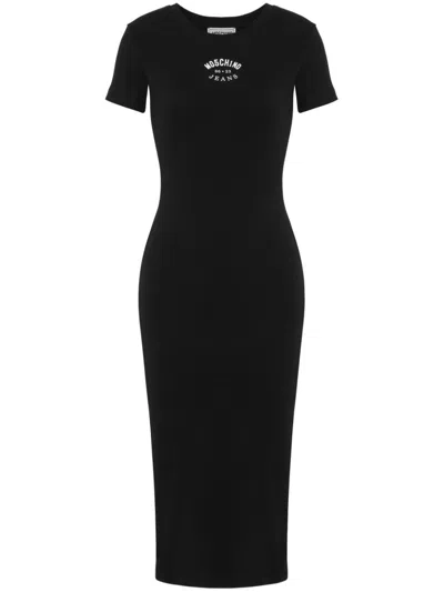 Moschino Jeans Ribbed Midi Dress In Black