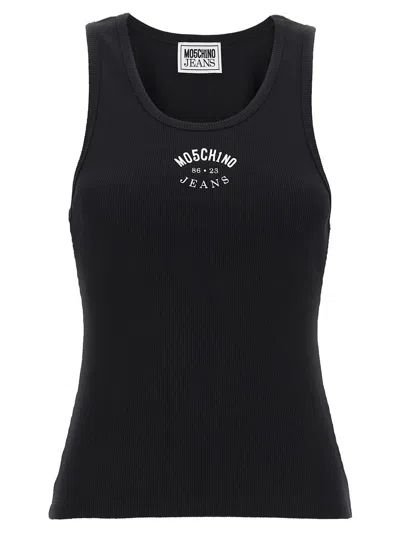 Moschino Jeans Ribbed Top In Black