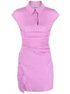 Moschino Ruched-bodice Polo Minidress In Purple