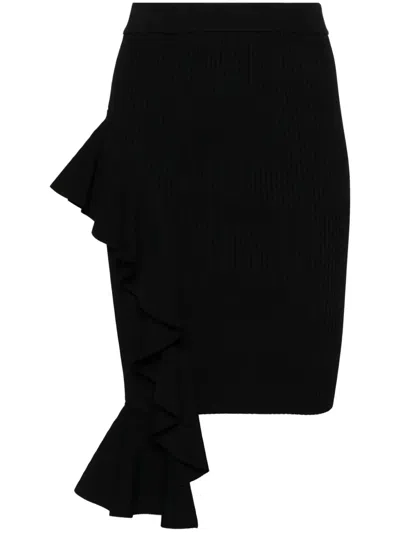 Moschino Jeans Ruffled Detailing Skirt In Black