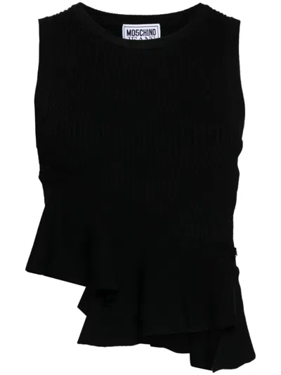 Moschino Jeans Ruffled Detailing Top In Black
