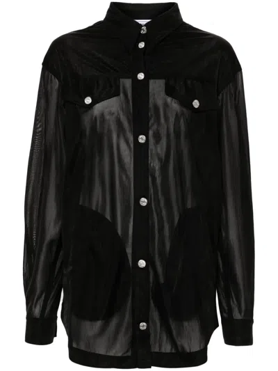 Moschino Jeans Semi-sheer Shirt In Black