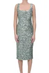 Moschino Sequined Tulle Dress In Aquamarine