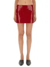 Moschino Skirt With Button Accents And High-shine Finish In Red