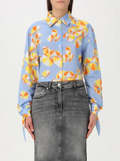 MOSCHINO JEANS SHIRT MOSCHINO JEANS WOMAN COLOR GNAWED BLUE,423500011