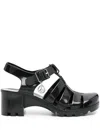 Moschino Jeans Black Jelly Heeled Sandals In 0555 Nero