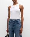 Moschino Women's Cotton Logo Tank Top White In Fantasy Print White