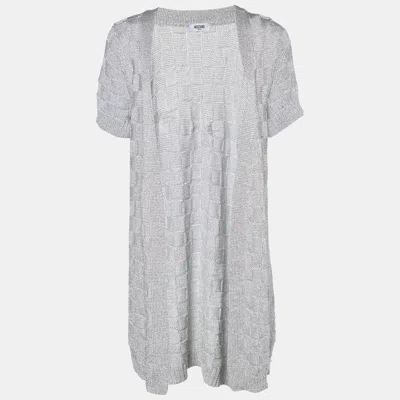Moschino Jeans Silver Lurex Knit Open Front Cardigan