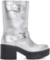 Moschino Silver Pin-buckle Boots In A0610 Silver