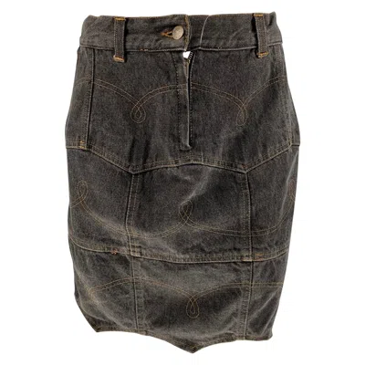 Pre-owned Moschino Jeans Size M Black Denim Contrast Stitch Mini Skirt