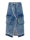 Moschino Jeans Asymmetric Cargo Denim Skirt In Blue