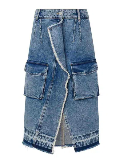 Moschino Jeans Asymmetric Cargo Denim Skirt In Blue Denim