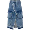 Moschino Jeans Asymmetric Cargo Denim Skirt In Blue
