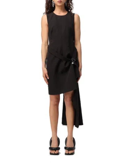 Moschino Jeans Sleeveless Asymmetric Hem Mini Dress In Black