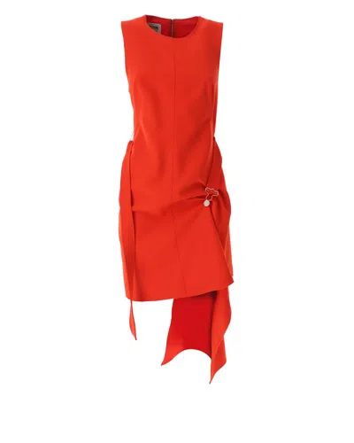 Moschino Jeans Sleeveless Asymmetric Hem Mini Dress In Red