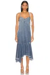 Moschino Jeans Sleeveless Denim Dress In Multi Light Blue