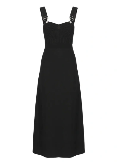 Moschino Jeans Sleeveless Knitted Midi Dress In Black