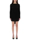 Moschino Ribbed Tie Kmini Dress In Black