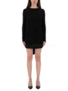 Moschino Ribbed Tie Kmini Dress In Black