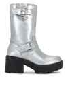 Moschino Soft Leather Boot In Silver