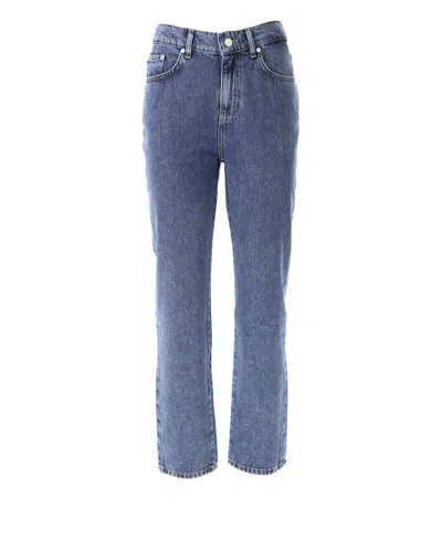 Moschino Jeans Straight Leg Washed Denim Jeans In Fantasia Blu