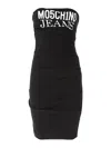 Moschino Jeans Logo-print Ribbed Minidress In Negro