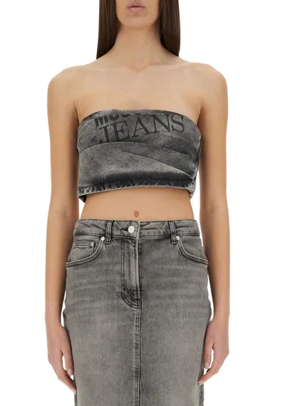 Moschino Jeans Denim Top In Grey