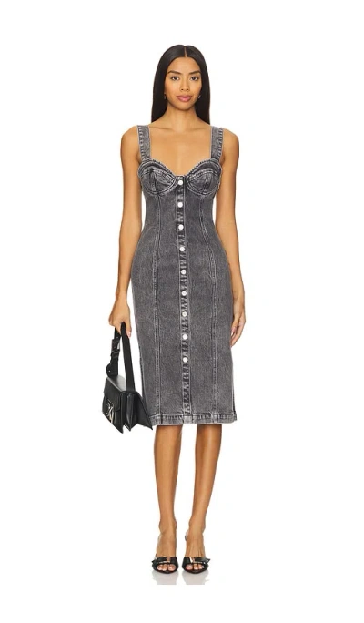 Moschino Stretch Denim Dress With Buttons In Grey