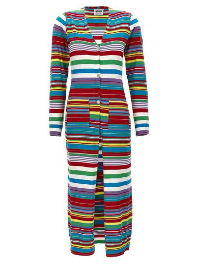 Moschino Jeans Stripe-pattern V-neck Cardigan In Multicolor