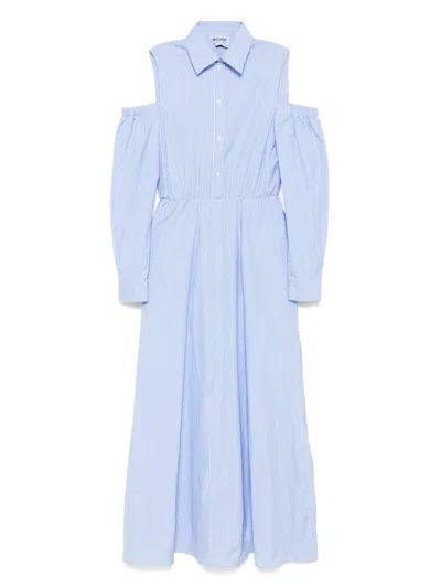 Moschino Striped Cotton Dress In Blue