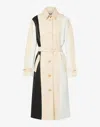 Moschino Colour-block Leather Coat In Ivory
