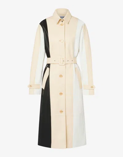 Moschino Jeans Colour-block Leather Coat In Ivory