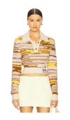 Moschino Cropped Multicolor Cotton And Nylon Pullover In Multi