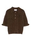 Moschino Cable-knit Logo-patch Sweaters In Brown