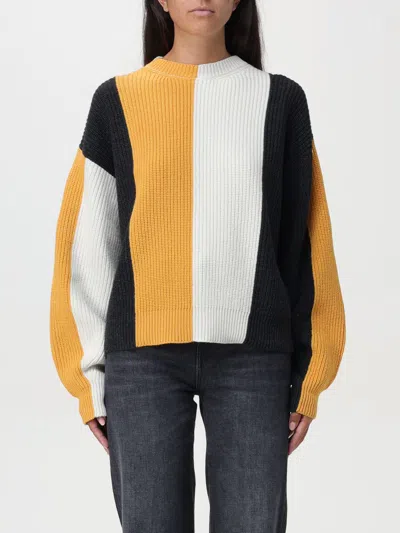 Moschino Jeans Striped Ribbed Jumper In Gelb
